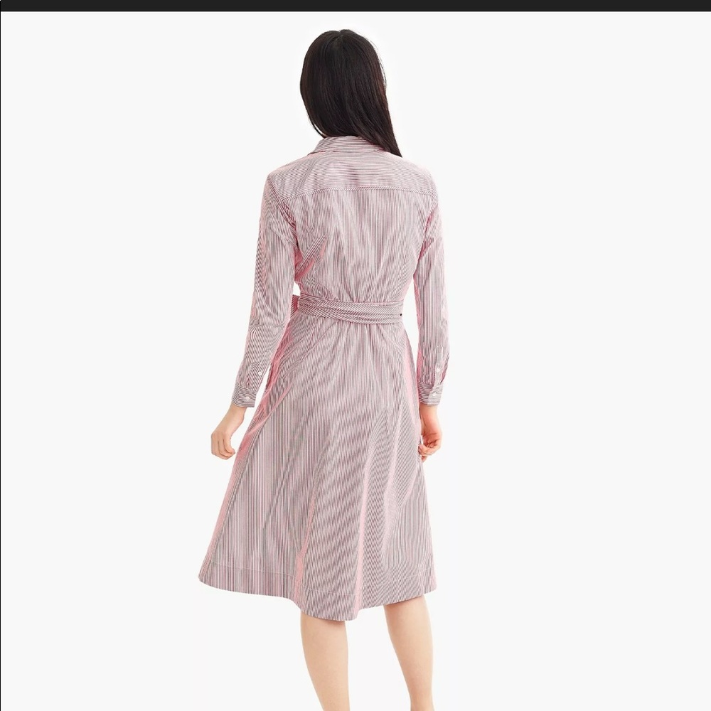 New J Crew RedWhite Stripe Tie Waist Shirt Dress Small S - Picture 7 of 13